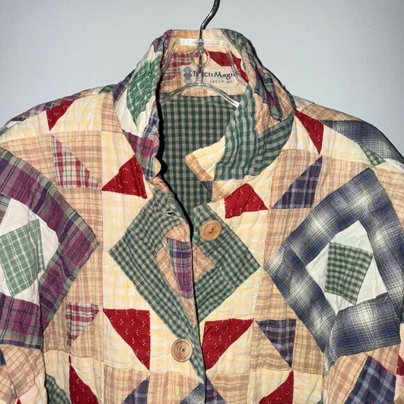 Vintage PatchMagic Reversible Quilted Jacket Women’s Patchwork Plaid Country Cot - Picture 2 of 15